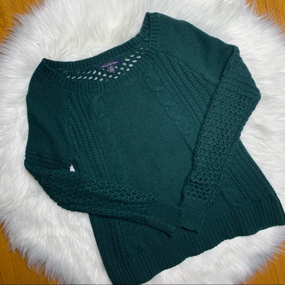 American Eagle • Dark Green Knitted Sweater